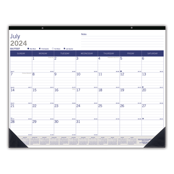 Assorted 2024-2025 Blueline® DuraGlobe™ 13-Month Academic Desk Pad Calendar  Bamboo Fiber  17  x 22   July to July  CA177227 10 packs 