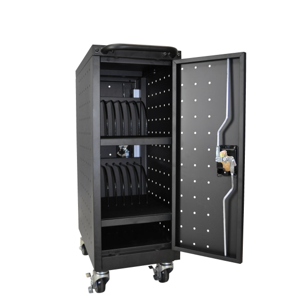 LLTM16-B-V2 16-Capacity Tablet/Laptop Charging Cart, 34?H x 12?W x 23 1/4?D, Black
