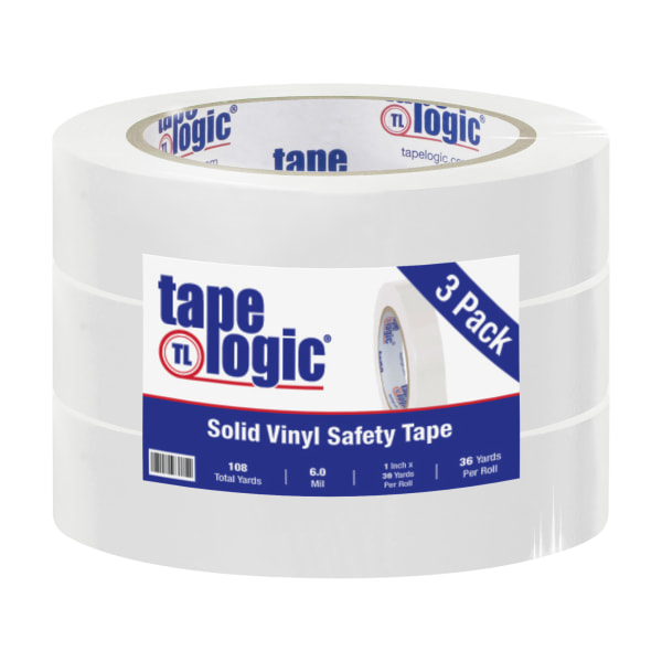 Tape Logic 1 x 36 yds. Solid Vinyl Safety Tape, White, 3/Pack (T91363PKW) | Quill