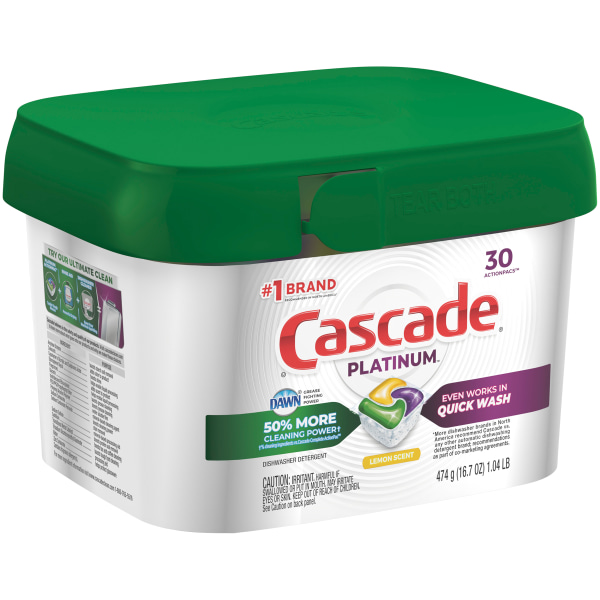 Cascade Platinum ActionPacs Dishwasher Detergent Pods Fresh Scent Pack Of 30