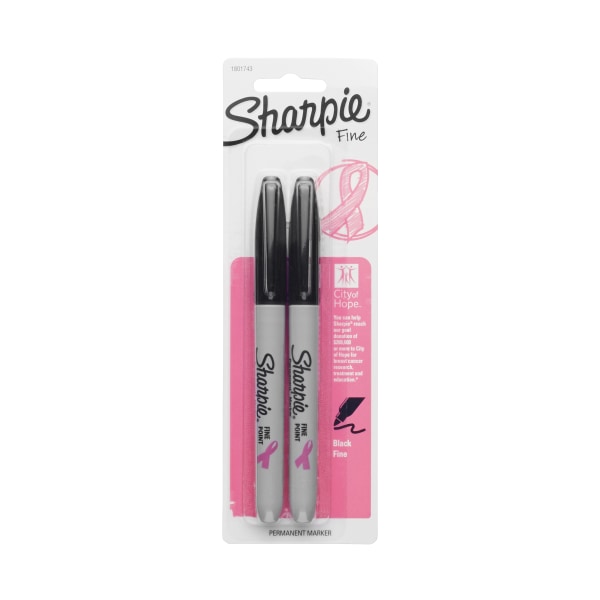 UPC 071641042070 product image for Sharpie® Permanent Fine-Point Markers, Black/Pink Ribbon, Pack Of 2 Markers | upcitemdb.com