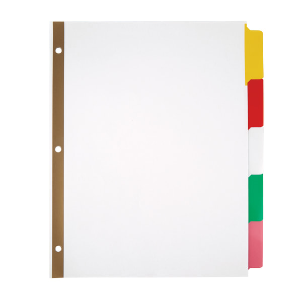 Office Depot Brand Erasable Big Tab Dividers, 5Tab, Assorted Colors, 2