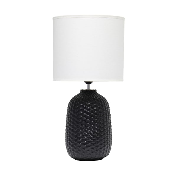 Simple Designs 20.4  Tall Ceramic Purled Texture Table Lamp with White Drum Shade  Black