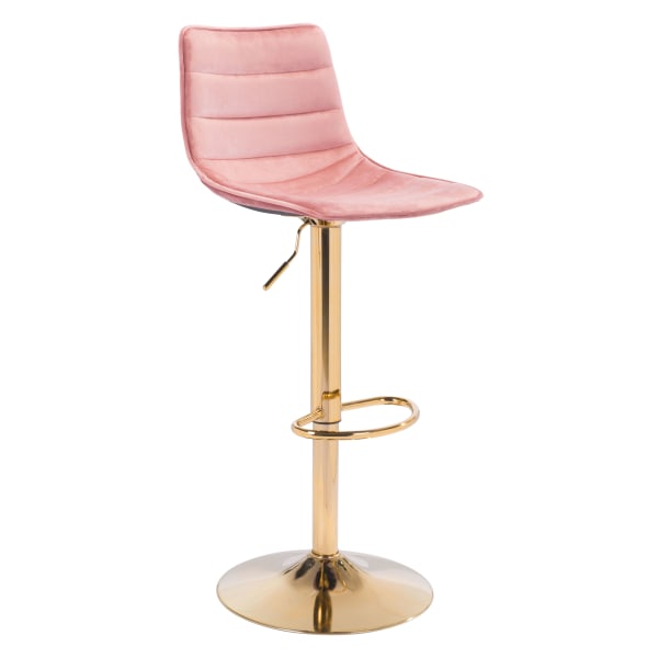 Photos - Chair ZUO Modern Prima Bar Stool, Pink/Gold 101454