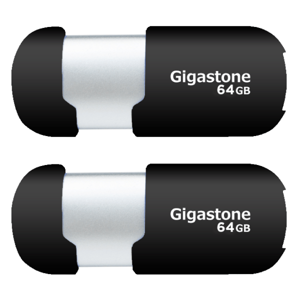 DaneElec Gigastone USB 20 Flash Drives 64GB BlackSilver Pack Of 2 Flash Drives
