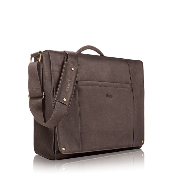 Solo Hudson Leather Messenger Bag For Laptops Espresso