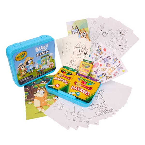 Crayola Bluey Create & Color Art Case (75+pcs), Bluey Coloring Pages & Stickers, Kids Art Kit, Bluey Gift for Girls & Boys, 5+