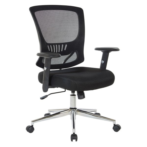 Office Star™ EM Series Ergonomic Mesh Low-Back Task Chair, Black/Silver -  EM91027C-3