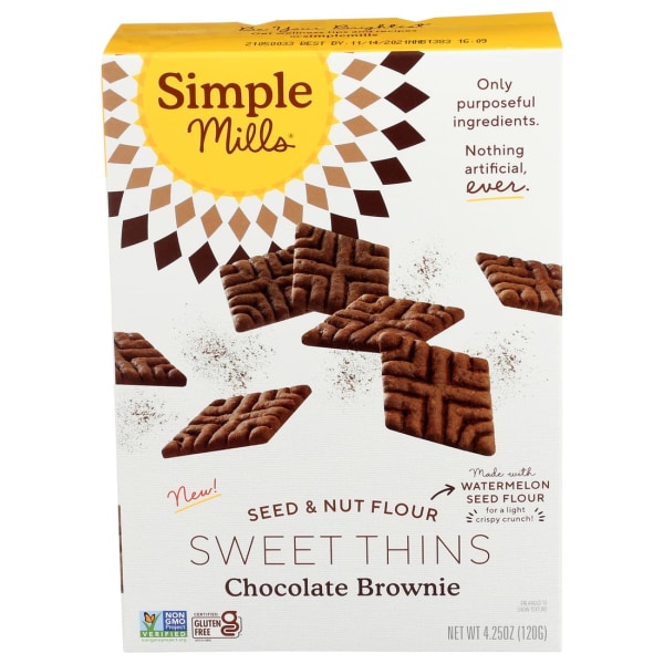 Seed And Nut Flour Sweet Thins, Chocolate Brownie, 4.25 Oz, Total Qty 6