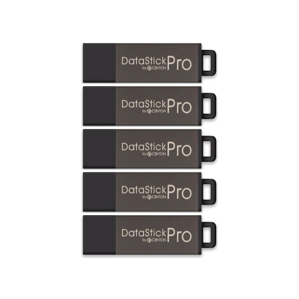 Centon DataStick Pro USB 20 Flash Drives 4GB Sport Black Pack Of 5 Flash Drives DSW4GB5PK