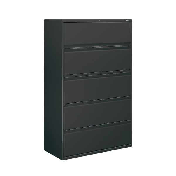 HON® 42"W x 19-1/4"D Lateral 5-Drawer File Cabinet With Lock, Charcoal