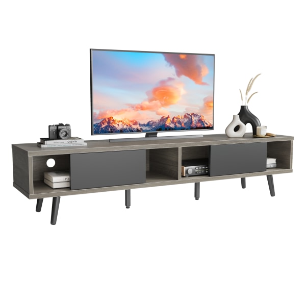 Bestier 70"" Mid-Century Modern TV Stand For 75"" TVs, 16""H x 70-1/8""W x 15-9/16""D, Retro Gray Oak Light -  T017A-BSH