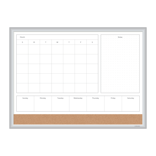 U Brands 4N1 Magnetic Dry-Erase Whiteboard Combo Board, 24 x 18, Silver Aluminum Frame