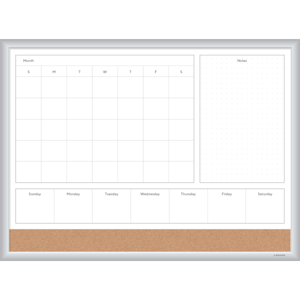 U Brands 4N1 Magnetic Dry Erase Combo Board  24 x 18  White/Natural (3890U0001)