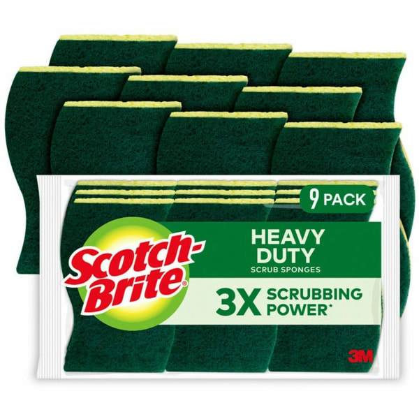 ScotchBrite HeavyDuty Scrub Sponges  28 Height x 45 Width  45Carton  Yellow Green