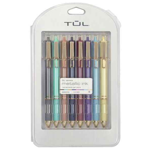 TUL® GL Series Retractable Gel Pens Medium Point 0.8 mm Assorted Barrel Colors Assorted Metallic Inks Pack Of 8 Pens