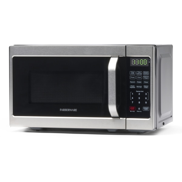 Farberware Countertop Microwave Oven with LED Lighting & Child Lock 0.7 Cu Ft Brushed Stainless