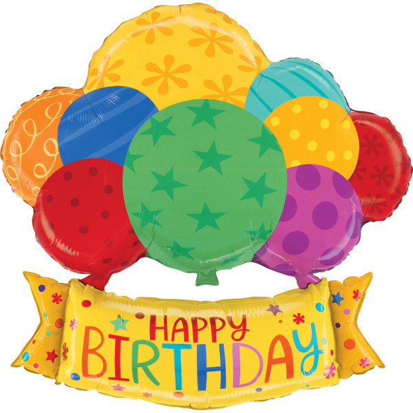 Amscan Birthday Foil Balloon, Irregular, 37", Birthday Balloons Banner