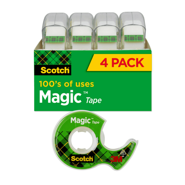 UPC 051131670143 product image for Scotch Magic Tape, Invisible, 4 Tape Rolls with Dispensers, 3/4 in x 300 in, Hom | upcitemdb.com