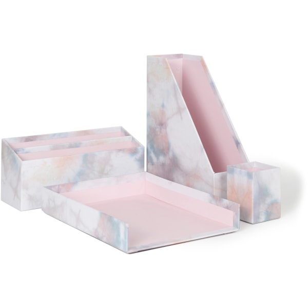 U Brands 4 Piece Desk Organization Kit - 4.1 Height x 9.8 Width12 Length - Desktop - Sturdy, Lightweight - Chipboard, Paper - 1 Each