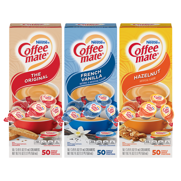 UPC 050000461936 product image for Coffee-Mate Creamer Singles Variety Pack, 0.38 Oz, 50 Creamers Per Carton, Case  | upcitemdb.com