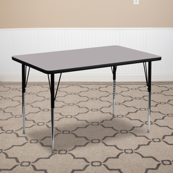 Flash Furniture Rectangular Activity Table, 30""W x 72""D, Gray/Chrome -  XU-A3072-REC-GY-T-A-GG