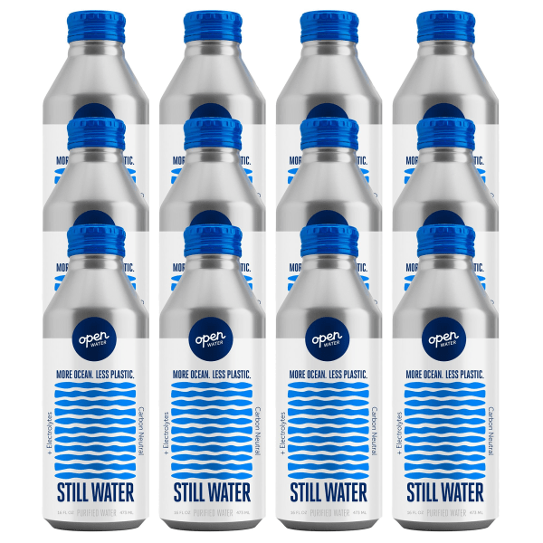 Open Water Still Bottled Water With Electrolytes, 16 Oz, Case Of 12