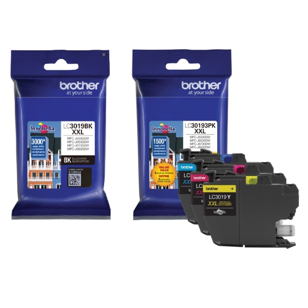 ® LC3019 Black; Cyan; Magenta; Yellow Super-High-Yield Ink Cartridges, Pack Of 4 - Brother LC3019SET-OD