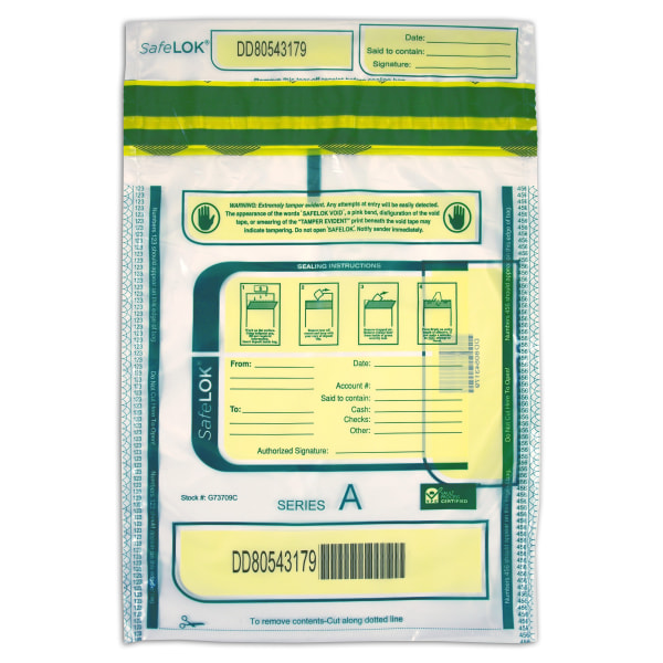 Control Group Tamper-Evident Deposit Bags  9  x 12   Clear  Pack Of 100