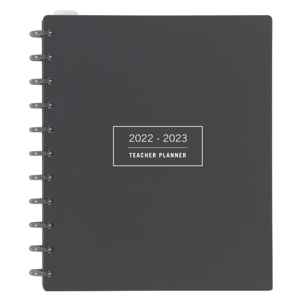 TUL Discbound Monthly Teacher Planner, Letter Size, Gray, July 2022 To June 2023, TULTCHPLNR