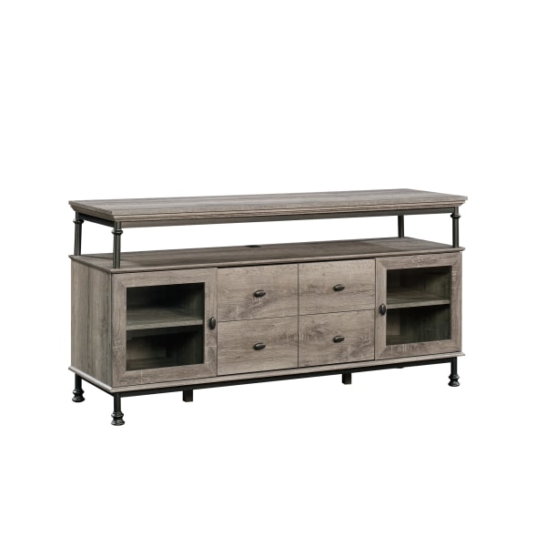 Sauder® Canal Street Entertainment Credenza For 60"" TVs, 30""H x 60""W x 18""D, Northern Oak/Dark Metal -  420494