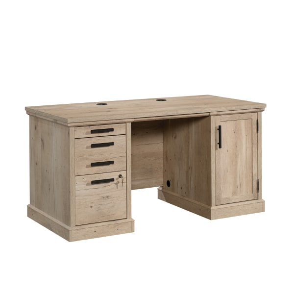(Incomplete//Box 2 Of 3 ) Sauder Mason Peak 60  Engineered Wood Double Pedestal Desk in Prime Oak