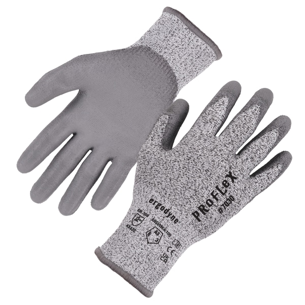 ProFlex by Ergodyne Ergodyne ProFlex 7030 PU Coated Cut-Resistant Gloves, ANSI A3, Gray, Large, 12 Pair (10454), Grey | Quill
