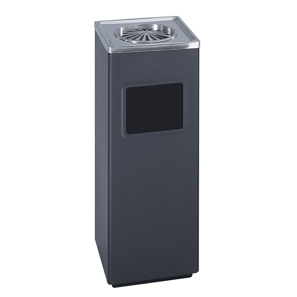 Safco® Ash-N-Trash Sandless Urn Smokers Pole, 3 Gallon, Black/Chrome -  9696BL