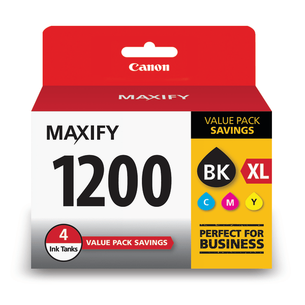 Photos - Ink & Toner Cartridge Canon PGI-1200 Extra High-Yield Black/Yellow/Cyan/Magenta Ink Tanks, Pack Of 4 Tanks, 9183B005 9183B005 