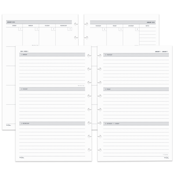 2024 TUL® Discbound Weekly/Monthly Planner Refill Pages, Junior Size -  TULJRFILR-WM-RY24