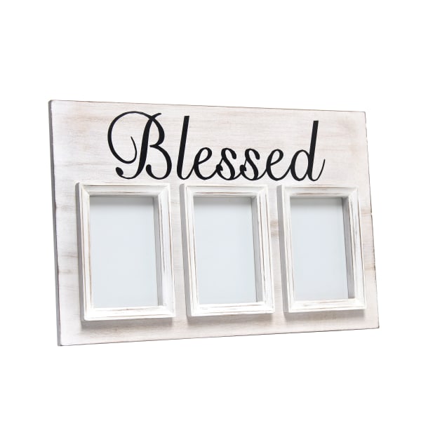 Elegant Designs 3-Photo Collage Picture Frame, 12 x 18, Whitewash