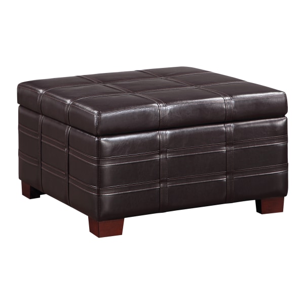 Office Star Detour Strap Square Storage Ottoman, Espresso