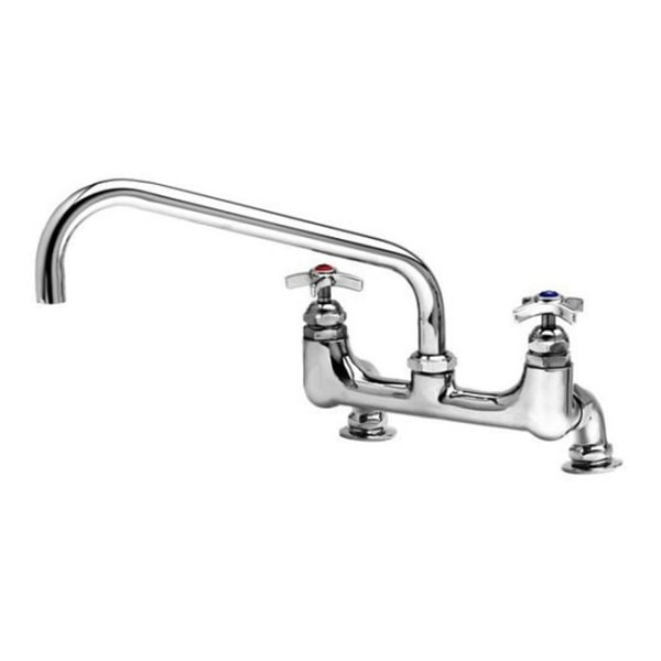 T&S Brass Deck-Mount Big-Flo Faucet, 12 Spout, 8 Centers, Stainless