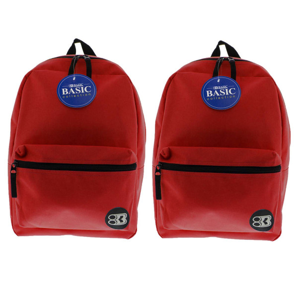 Bazic Basic 2-Piece Laptop Backpack Set, Medium, Red, 2/Bundle (BAZ1032-2), Polyester | Quill