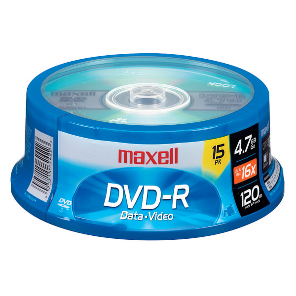 Maxell DVDR Recordable Media Spindle 47GB120 Minutes Pack Of 15