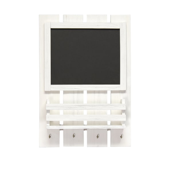 Photos - Wallpaper Elegant Designs Chalkboard Sign With Key Holder Hooks And Mail Storage, 20"H x 14"W x 3-1/2"D, Whitewash HG1023-WWH