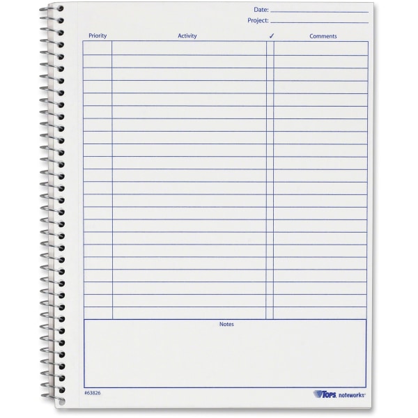 TOPS Noteworks Project Planner - 6 3/4"" x 8 1/2"" White Sheet - Wire Bound - Poly, Plastic, Chipboard - Metallic Gold - Perforated, Acid-free, Tear-off -  63826