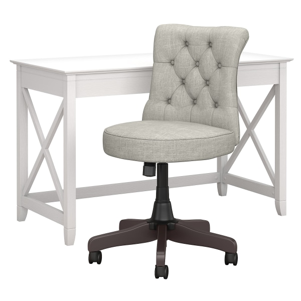 Bush Furniture Key West 48&quot;W Writing Desk With Mid-Back Tufted Office Chair 6521231