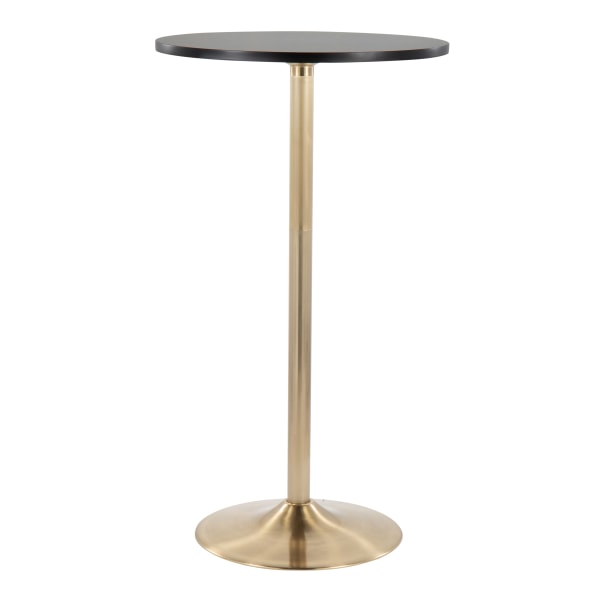 Pebble 24" Bar Height Table Gold/Black - LumiSource: Adjustable, Round, Metal Base, MDF Top