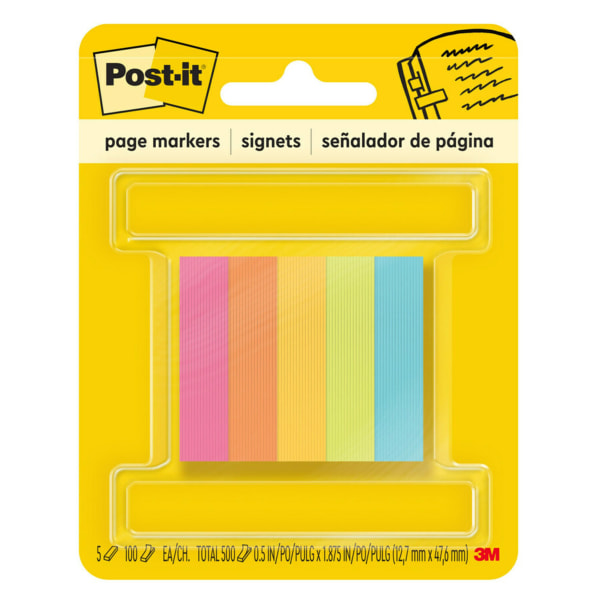 Photos - Self-Stick Notes Post-it ® Notes Page Markers, 1/2" x 2", Electric Glow Colors, 100 Per Pad, 