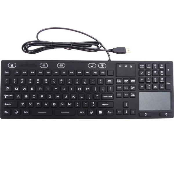 DSI WATERPROOF IP68 FULL SIZE KEYBOARD WITH TOUCHPAD LED BACKLIT Cable Connectivity USB Interface 106 Key TouchPad Windows Black DSI WATERPROOF IP68 FULL SIZE KEYBOARD WITH TOUCHPAD LED BACKLIT Cable Connectivity USB Interface 106 Key TouchPad Windows Black