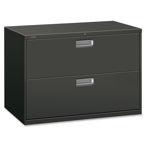 HON® 600 42""W x 19-1/4""D Lateral 2-Drawer File Cabinet With Lock, Charcoal -  692LS