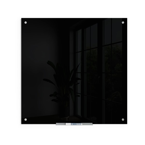 U Brands Frameless Non-Magnetic Glass Dry Erase Board, 36 X 36, Black - 2810U00-01 - Office Supplies Premium shatter-resistant tempered black glass sur sku 2810U00-01