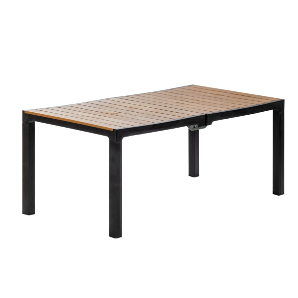 Inval Madeira Indoor And Outdoor Rectangular Plastic Patio Dining Table, 29-1/8" x 70-7/8", Black/Teak Brown